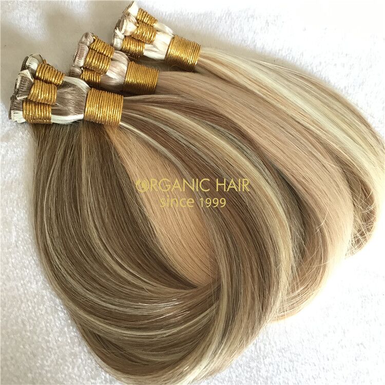Customized popular color human hand tied wefts X217
